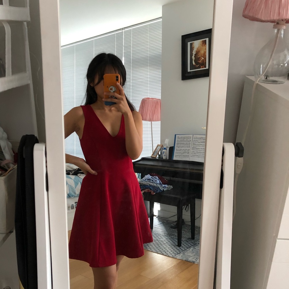 Red a line dress